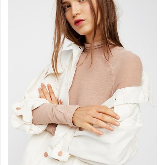 Free People Tops - Free People Distressed Mock Neck Top